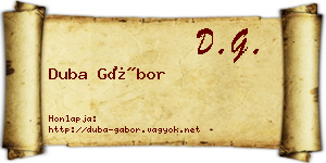 Duba Gábor névjegykártya